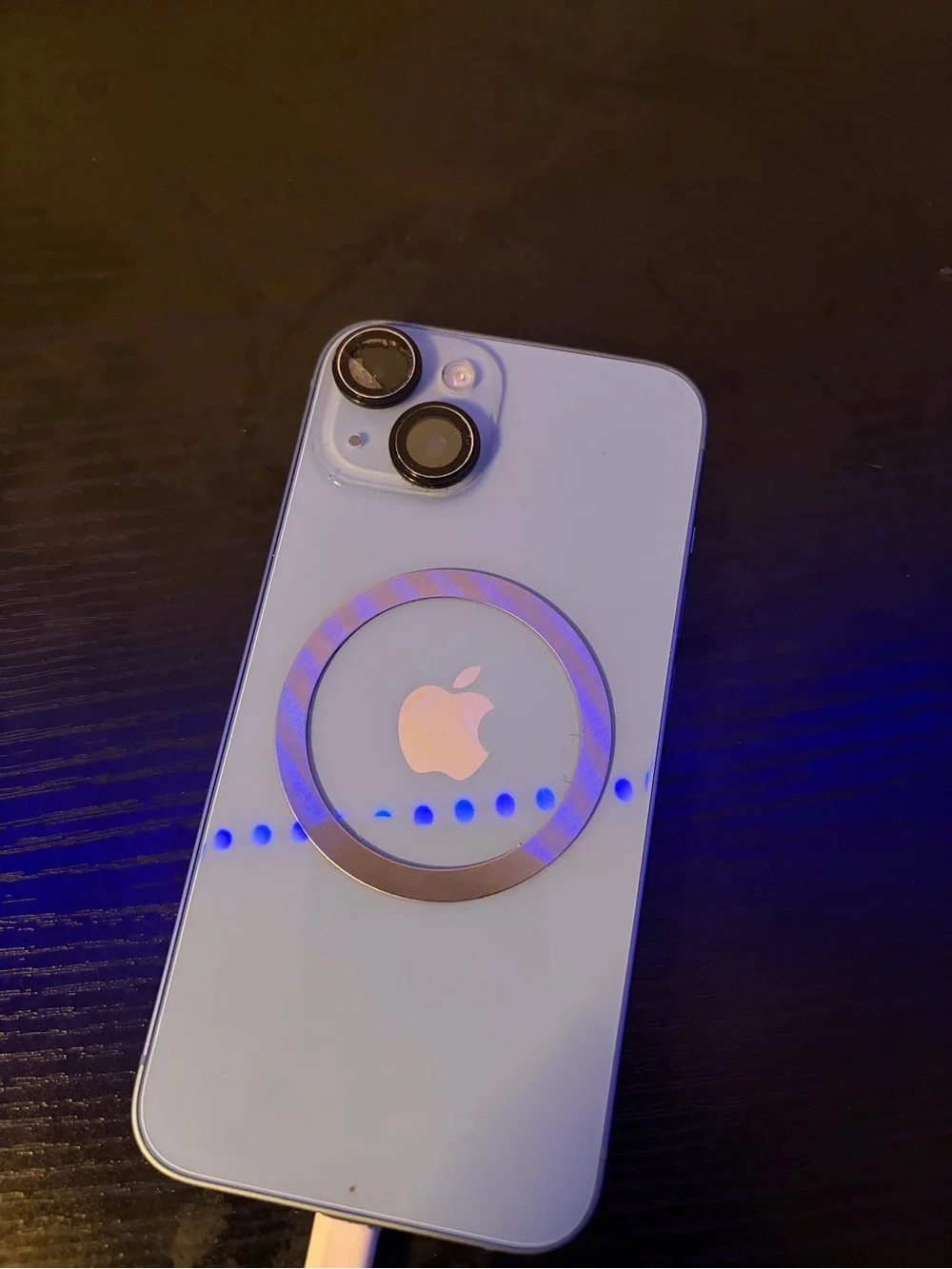 Apple iPhone Sky Blue with Silver MagSafe Ring